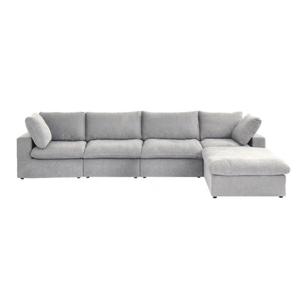 Solid Wood 160.6 Modern Linen Sectional Sofa4-seater Modar Couch with Storage Ottoman for Living Room. - image 18