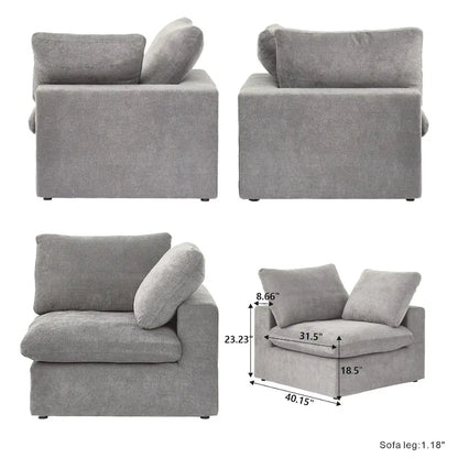 Solid Wood 160.6 Modern Linen Sectional Sofa4-seater Modar Couch with Storage Ottoman for Living Room. - image 20