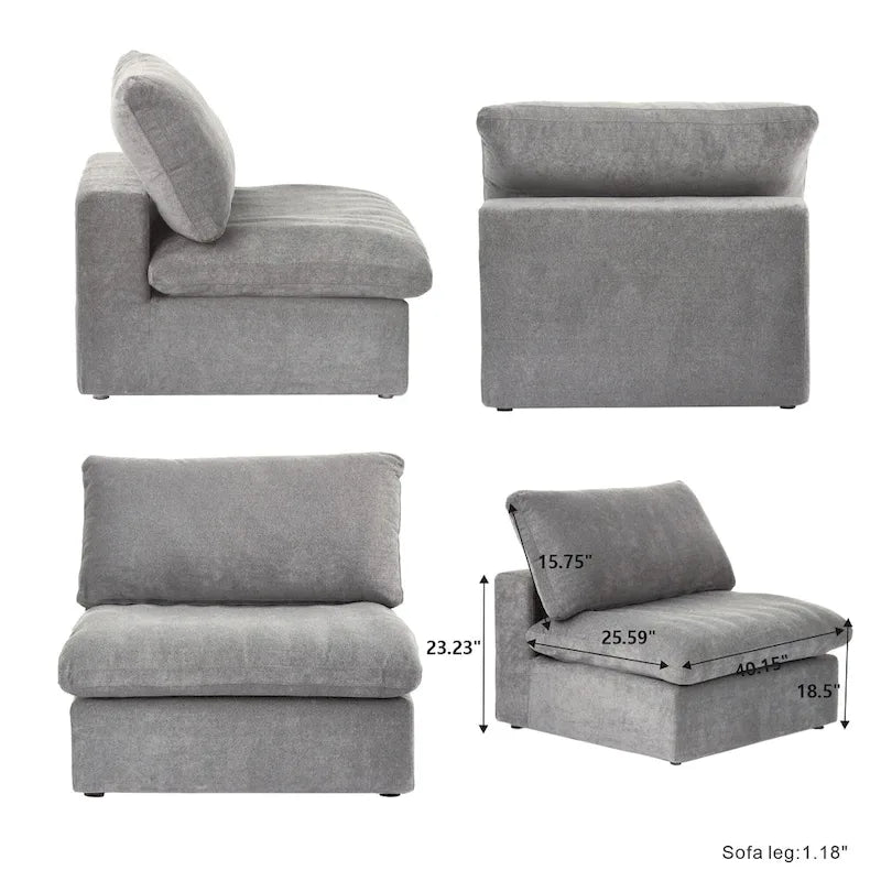 Solid Wood 160.6 Modern Linen Sectional Sofa4-seater Modar Couch with Storage Ottoman for Living Room. - image 22