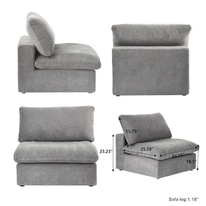 Solid Wood 160.6 Modern Linen Sectional Sofa4-seater Modar Couch with Storage Ottoman for Living Room. - image 22