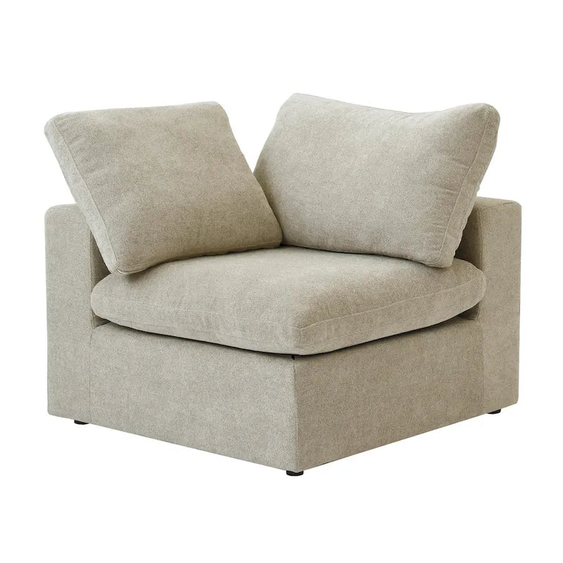 Solid Wood 160.6 Modern Linen Sectional Sofa4-seater Modar Couch with Storage Ottoman for Living Room. - image 29