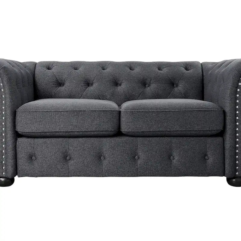 Wood Corvus Aleksis 2-piece Tufted Rolled Arm Chesterfield Sofa and Loveseat Set - image 10