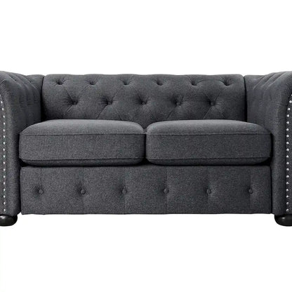 Wood Corvus Aleksis 2-piece Tufted Rolled Arm Chesterfield Sofa and Loveseat Set - image 10