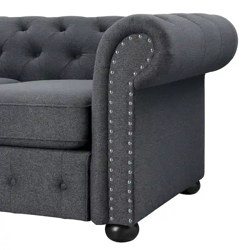 Wood Corvus Aleksis 2-piece Tufted Rolled Arm Chesterfield Sofa and Loveseat Set - image 11
