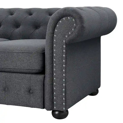 Wood Corvus Aleksis 2-piece Tufted Rolled Arm Chesterfield Sofa and Loveseat Set - image 11