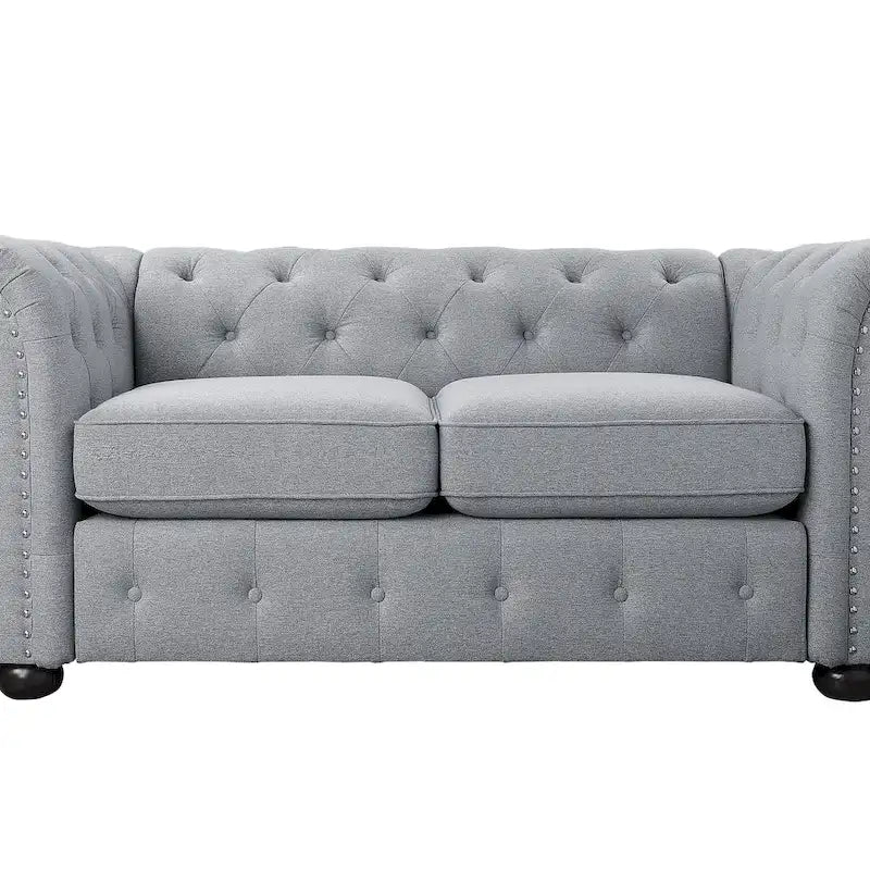 Wood Corvus Aleksis 2-piece Tufted Rolled Arm Chesterfield Sofa and Loveseat Set - image 16