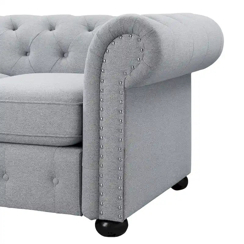 Wood Corvus Aleksis 2-piece Tufted Rolled Arm Chesterfield Sofa and Loveseat Set - image 17