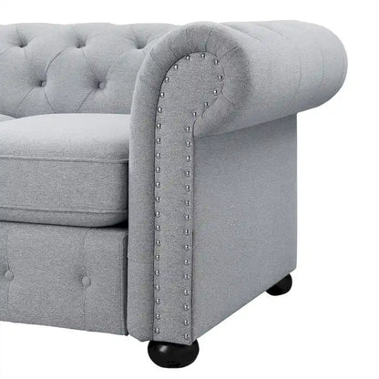 Wood Corvus Aleksis 2-piece Tufted Rolled Arm Chesterfield Sofa and Loveseat Set - image 17