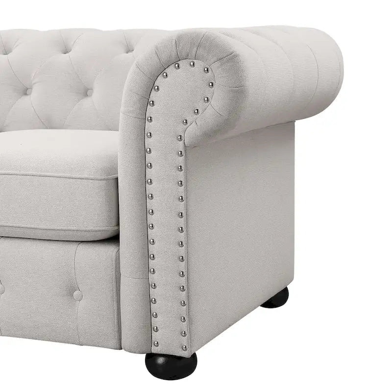 Wood Corvus Aleksis 2-piece Tufted Rolled Arm Chesterfield Sofa and Loveseat Set - image 23