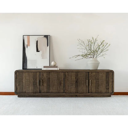 Wood Aurelle Home Modima Rustic Rounded Edge Entertainment Center - image 1
