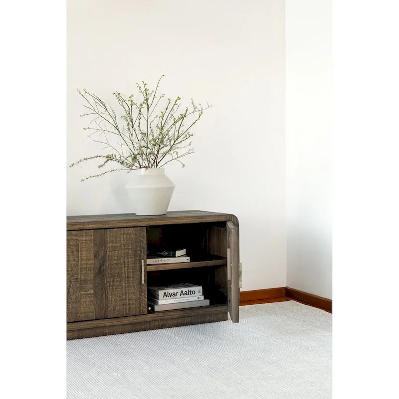Wood Aurelle Home Modima Rustic Rounded Edge Entertainment Center - image 3