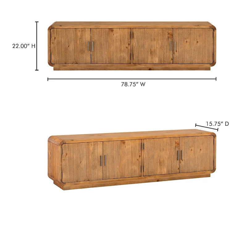Wood Aurelle Home Modima Rustic Rounded Edge Entertainment Center - image 7