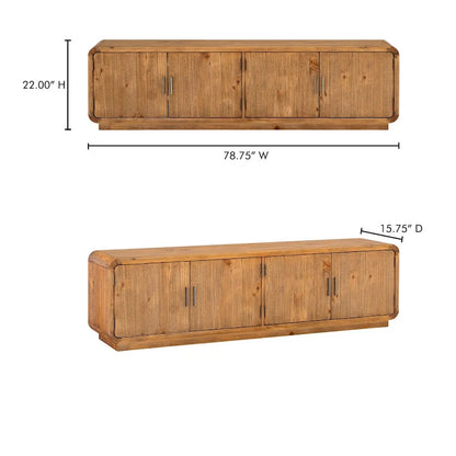 Wood Aurelle Home Modima Rustic Rounded Edge Entertainment Center - image 7