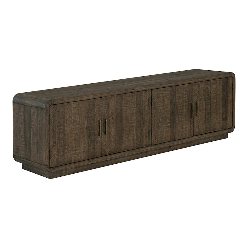Wood Aurelle Home Modima Rustic Rounded Edge Entertainment Center - image 8