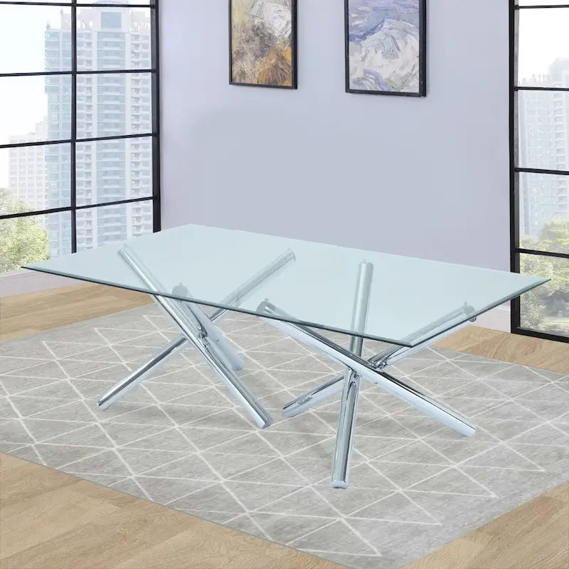 Metal Somette Leilany 42 x 72 Rectangar Dining Table - Stainless Steel - image 1