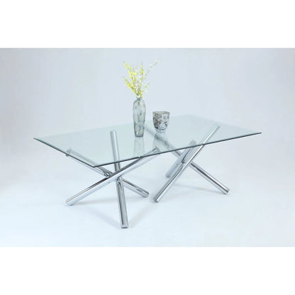 Metal Somette Leilany 42 x 72 Rectangar Dining Table - Stainless Steel - image 2