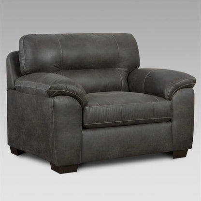 Leather Roundhill Furniture Tirana Contemporary Fabric Pillow- Arm Chair with Ottoman in Sequoia Ash - image 2