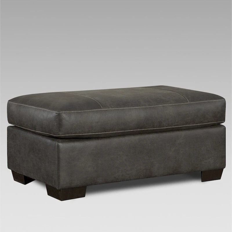 Leather Roundhill Furniture Tirana Contemporary Fabric Pillow- Arm Chair with Ottoman in Sequoia Ash - image 4