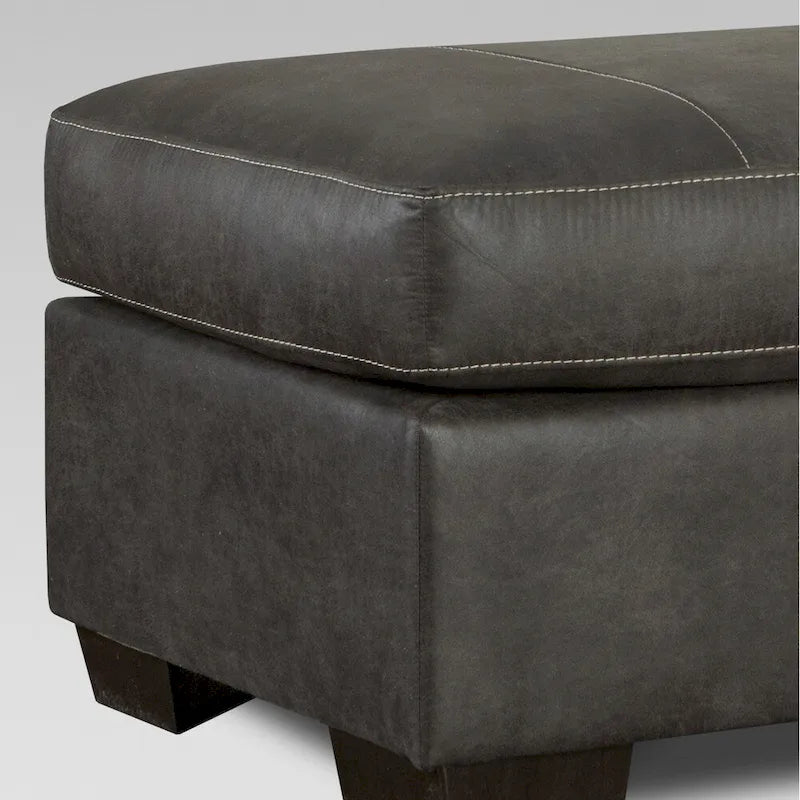 Leather Roundhill Furniture Tirana Contemporary Fabric Pillow- Arm Chair with Ottoman in Sequoia Ash - image 5
