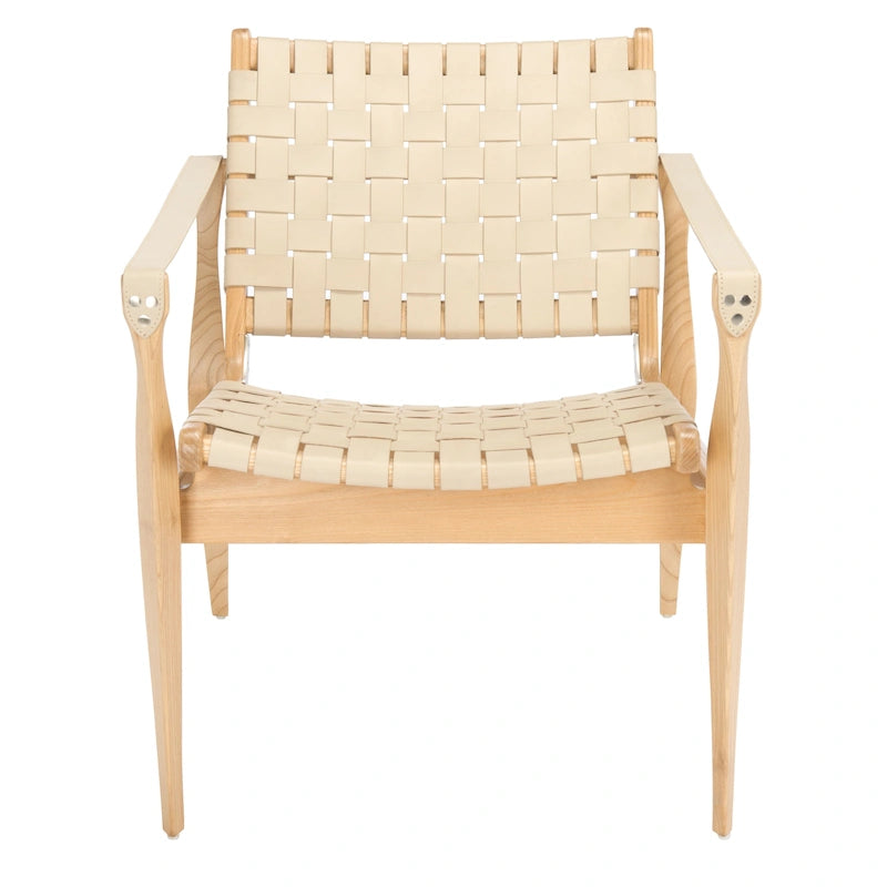 Wood Couture Zenica Leather Safari Chair - 24.5 W x 30 L x 30 H - 25W x 30D x 30H