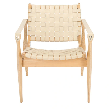 Wood Couture Zenica Leather Safari Chair - 24.5 W x 30 L x 30 H - 25W x 30D x 30H