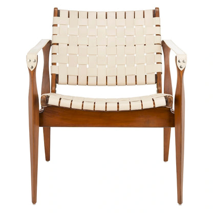 Wood Couture Zenica Leather Safari Chair - 24.5 W x 30 L x 30 H - 25W x 30D x 30H