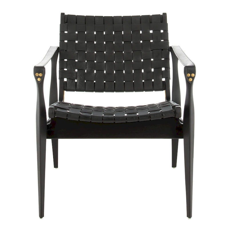 Wood Couture Zenica Leather Safari Chair - 24.5 W x 30 L x 30 H - 25W x 30D x 30H