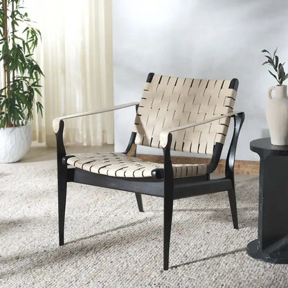 Wood Couture Zenica Leather Safari Chair - 24.5 W x 30 L x 30 H - 25W x 30D x 30H