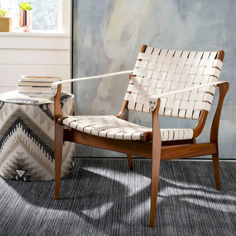 Wood Couture Zenica Leather Safari Chair - 24.5 W x 30 L x 30 H - 25W x 30D x 30H - image 1