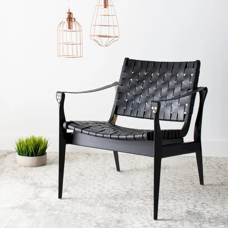 Wood Couture Zenica Leather Safari Chair - 24.5 W x 30 L x 30 H - 25W x 30D x 30H - image 3