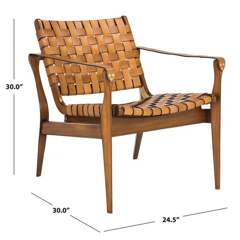 Wood Couture Zenica Leather Safari Chair - 24.5 W x 30 L x 30 H - 25W x 30D x 30H - image 22