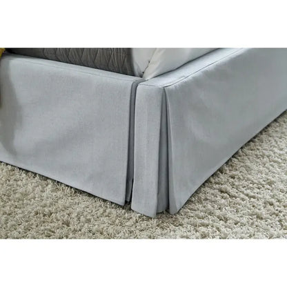 Engineered Wood Shelby Upholstered Skirted Sky Blue Storage Panel Bed - image 3