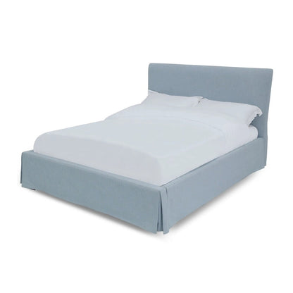 Engineered Wood Shelby Upholstered Skirted Sky Blue Storage Panel Bed - image 4
