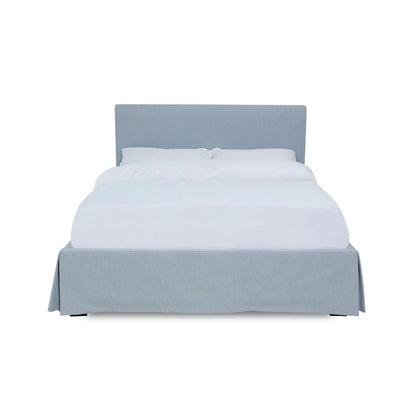 Engineered Wood Shelby Upholstered Skirted Sky Blue Storage Panel Bed - image 5