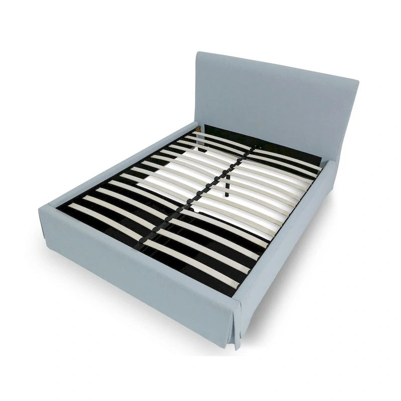 Engineered Wood Shelby Upholstered Skirted Sky Blue Storage Panel Bed - image 6