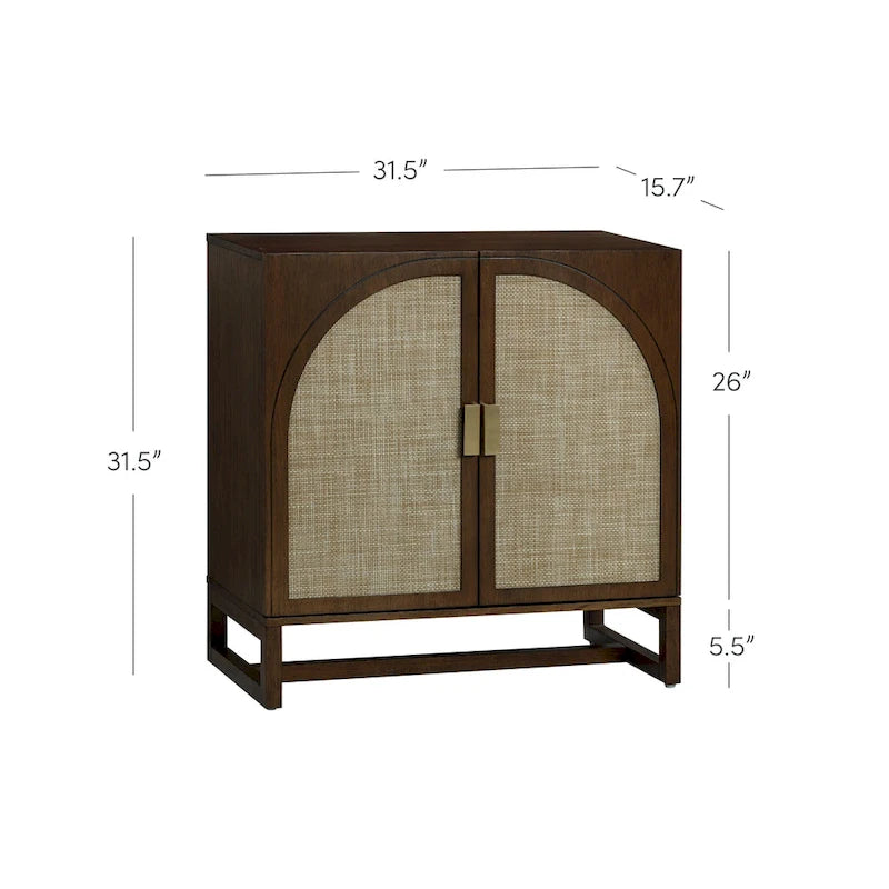 Engineered Wood Paxton Boho Wood Storage Cabinet with Doors, Small Storage Cabinet or TV Stand with Rattan Door Details - image 7