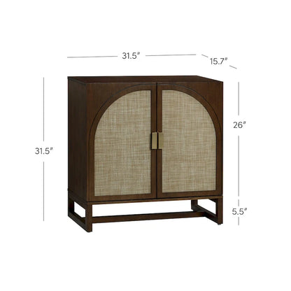 Engineered Wood Paxton Boho Wood Storage Cabinet with Doors, Small Storage Cabinet or TV Stand with Rattan Door Details - image 7