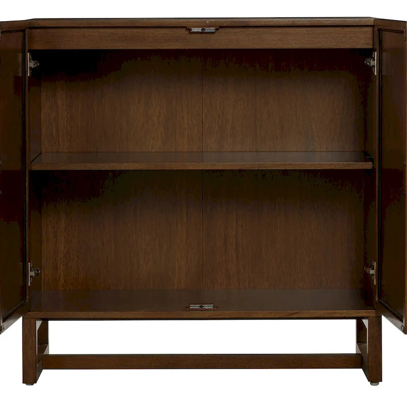 Engineered Wood Paxton Boho Wood Storage Cabinet with Doors, Small Storage Cabinet or TV Stand with Rattan Door Details - image 8