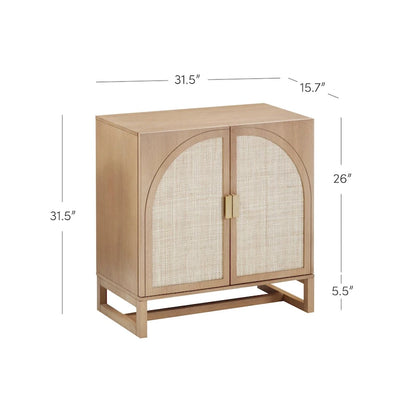Engineered Wood Paxton Boho Wood Storage Cabinet with Doors, Small Storage Cabinet or TV Stand with Rattan Door Details - image 12