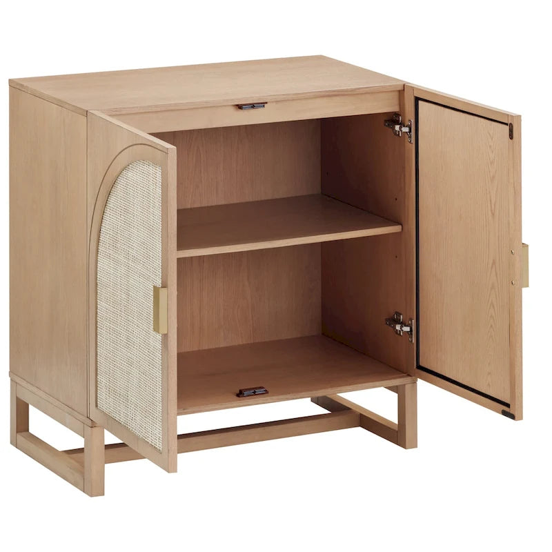 Engineered Wood Paxton Boho Wood Storage Cabinet with Doors, Small Storage Cabinet or TV Stand with Rattan Door Details - image 13