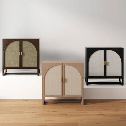 Engineered Wood Paxton Boho Wood Storage Cabinet with Doors, Small Storage Cabinet or TV Stand with Rattan Door Details - image 16