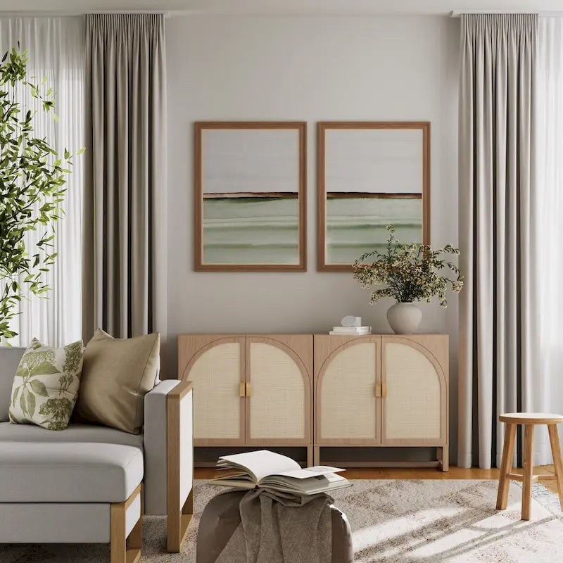 Engineered Wood Paxton Boho Wood Storage Cabinet with Doors, Small Storage Cabinet or TV Stand with Rattan Door Details - image 20