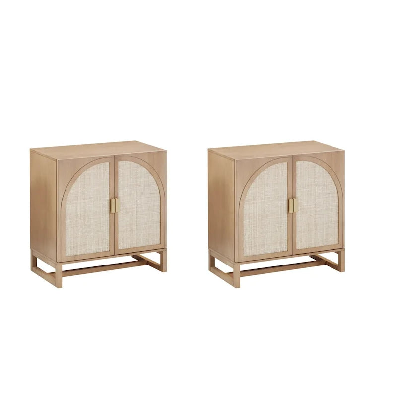 Engineered Wood Paxton Boho Wood Storage Cabinet with Doors, Small Storage Cabinet or TV Stand with Rattan Door Details - image 21