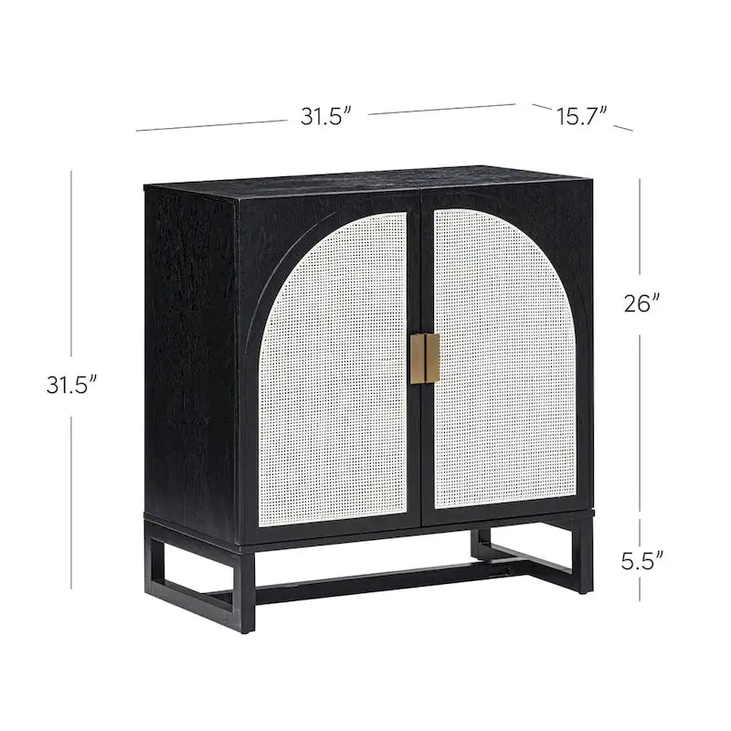 Engineered Wood Paxton Boho Wood Storage Cabinet with Doors, Small Storage Cabinet or TV Stand with Rattan Door Details - image 26