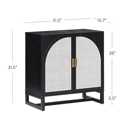 Engineered Wood Paxton Boho Wood Storage Cabinet with Doors, Small Storage Cabinet or TV Stand with Rattan Door Details - image 26