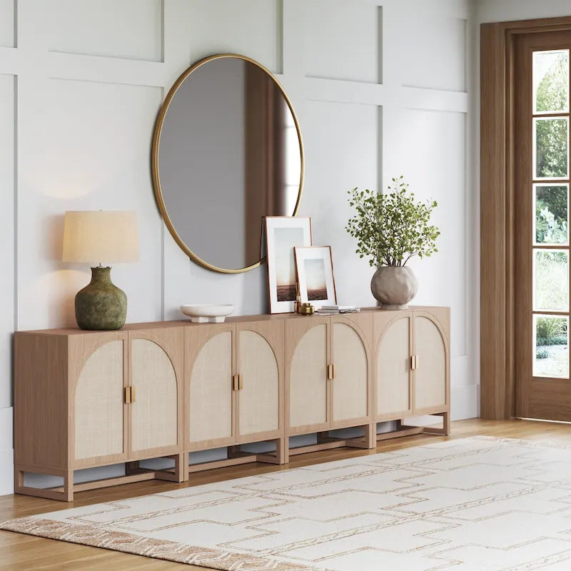 Engineered Wood Paxton Boho Wood Storage Cabinet with Doors, Small Storage Cabinet or TV Stand with Rattan Door Details - image 28