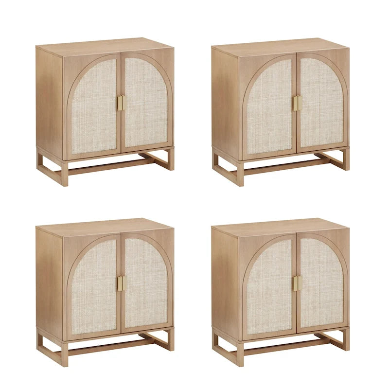 Engineered Wood Paxton Boho Wood Storage Cabinet with Doors, Small Storage Cabinet or TV Stand with Rattan Door Details - image 30