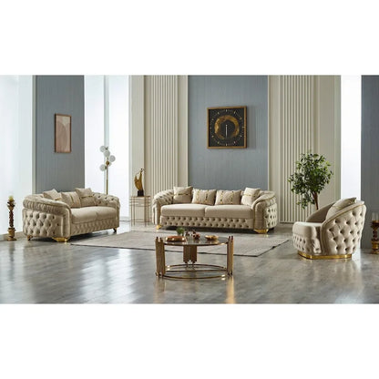 Ashlee 3-Pieces One Sofa One Loveseat One Chair Living Room Set, Tufted Back - image 1