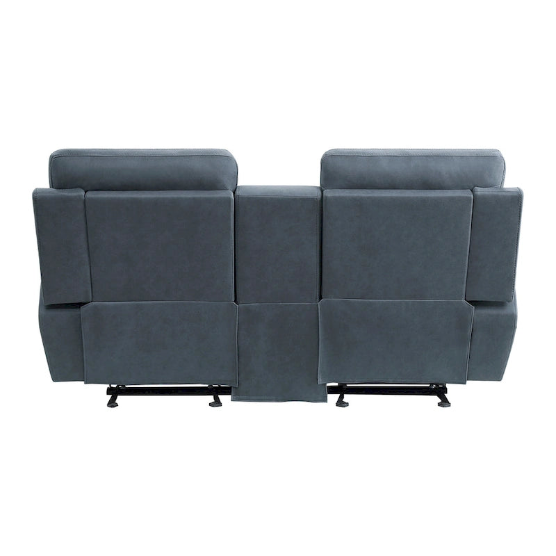 Clif 76 Inch Manual Glider Reclining Loveseat, Solid Wood, Blue Microfiber - image 5