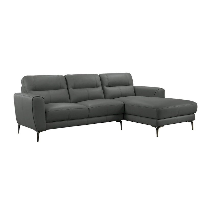 2 Piece Faux Leather Sectional Set with Metal Legs - image 1